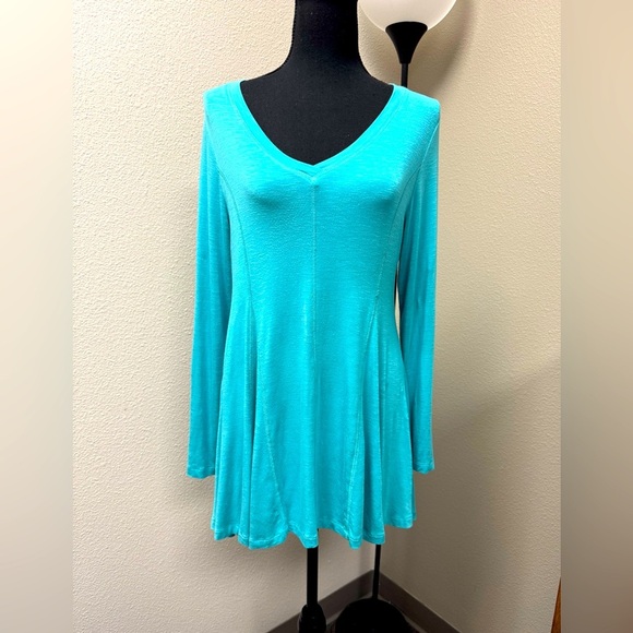 Soft Surroundings Blue Long Sleeve Fitted V Neck  Tunic size Small - Picture 1 of 8